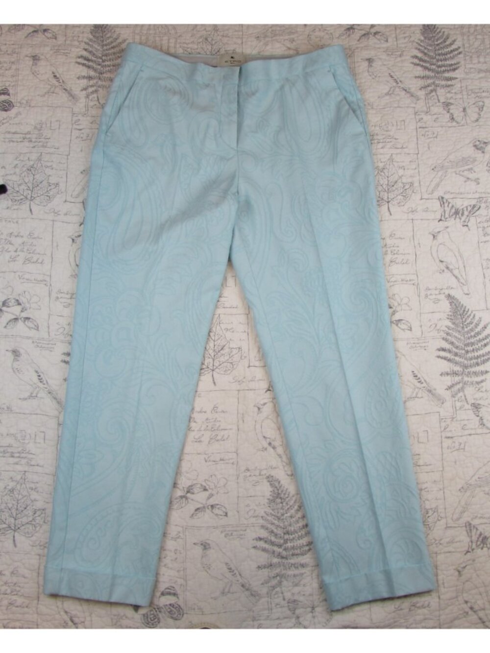 NEW Etro High Rise Straight Leg Ankle Floral Jacquard Pants womens 46 IT 10 US